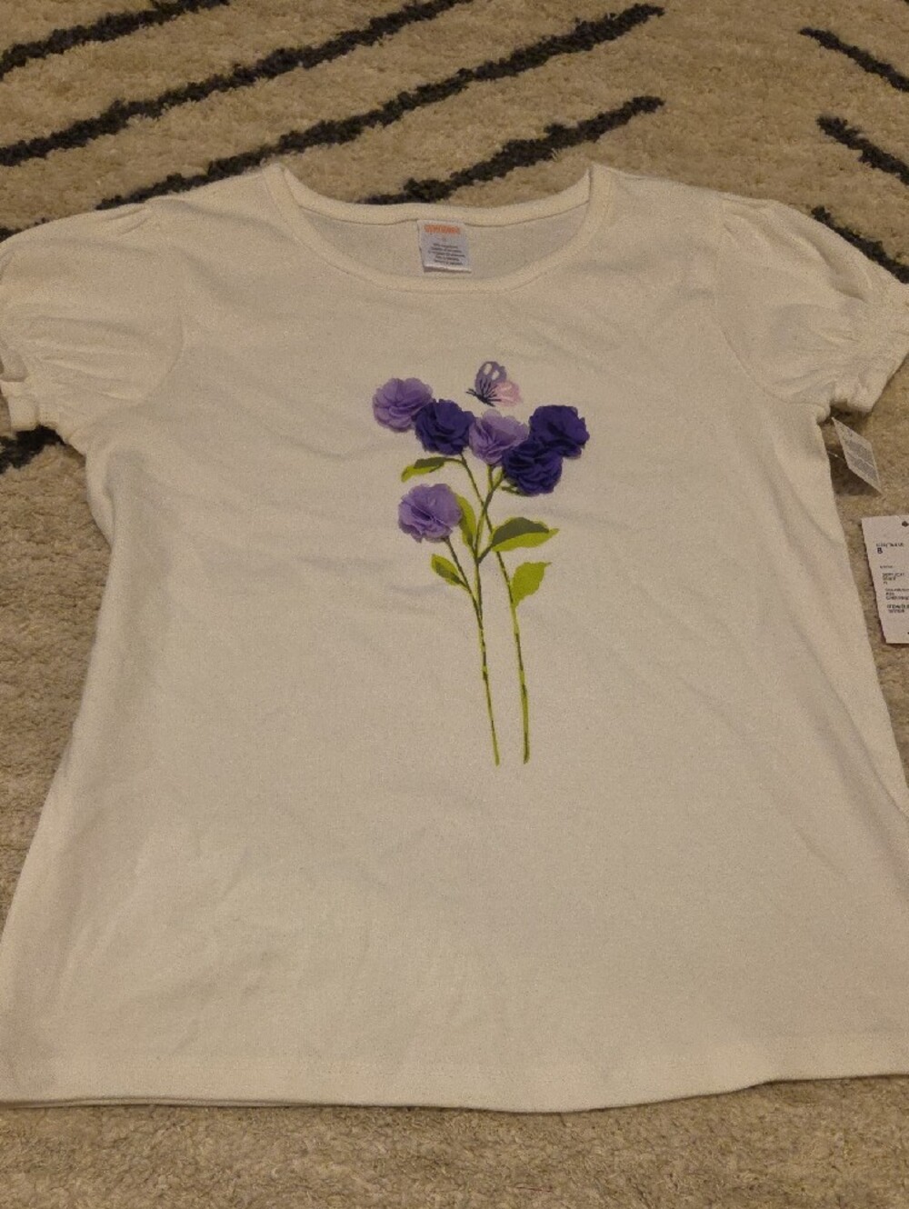 Gymboree Cream Tee with Purple Floral Applique - Picture 6 of 8